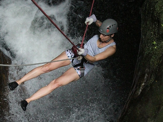 Rachel Morrow, Repelling a waterfall in La Fortuna, Costa Rica