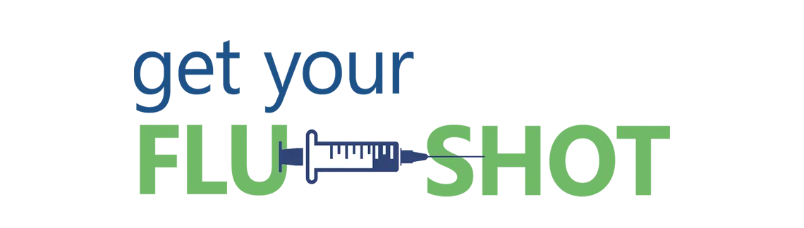 Text that says Get your Flu Shot with an illustration of a flu shot Text that says Get your Flu Shot with an illustration of a flu shot